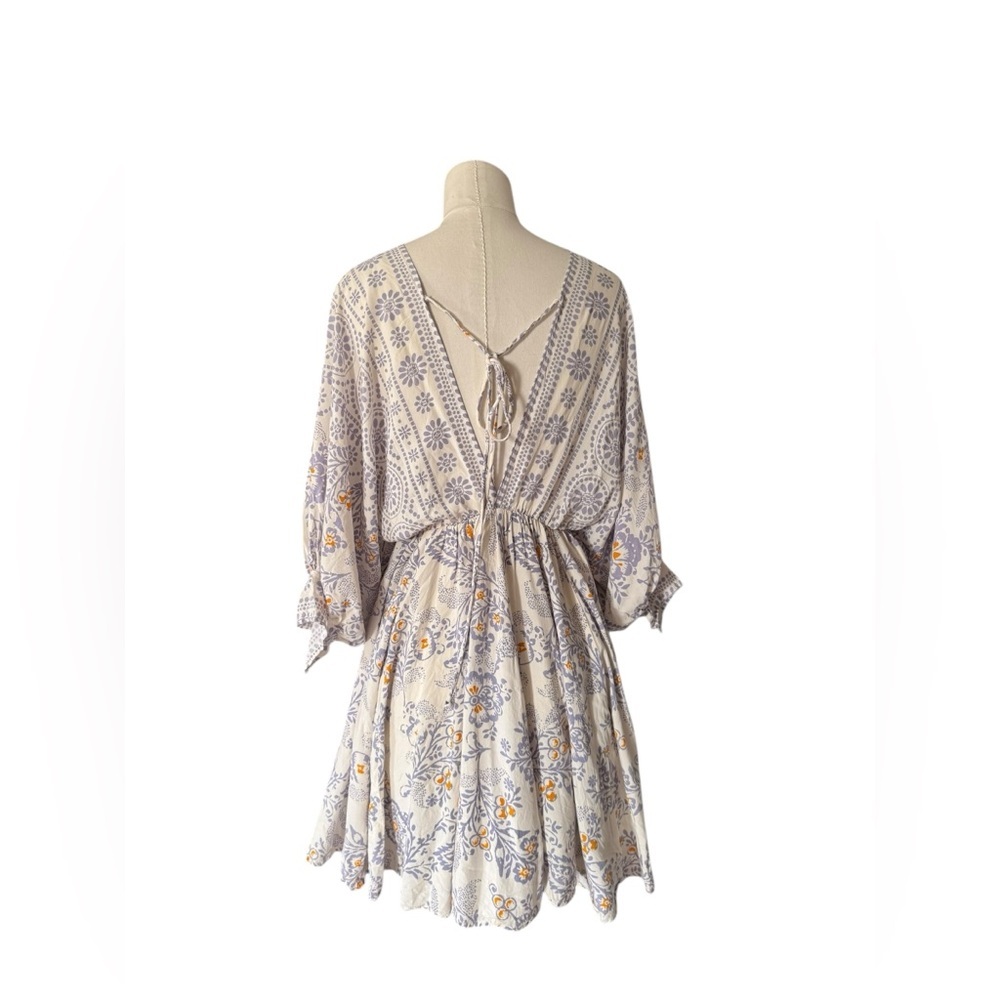 Olivaceous Boho Printed Mini Dress – V-Neck Peasant Style – Flowy  Sleeve - Picture 5 of 6